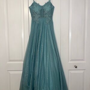 glitter embellish spaghetti strap sweetheart neck corset dress